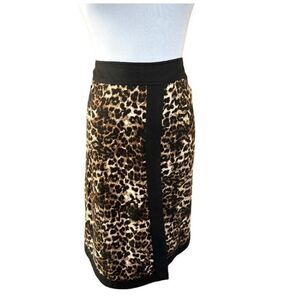 Womens Virtue Animal Print Cheetah Leopard Faux Wrap Pencil Skirt - Sz 6